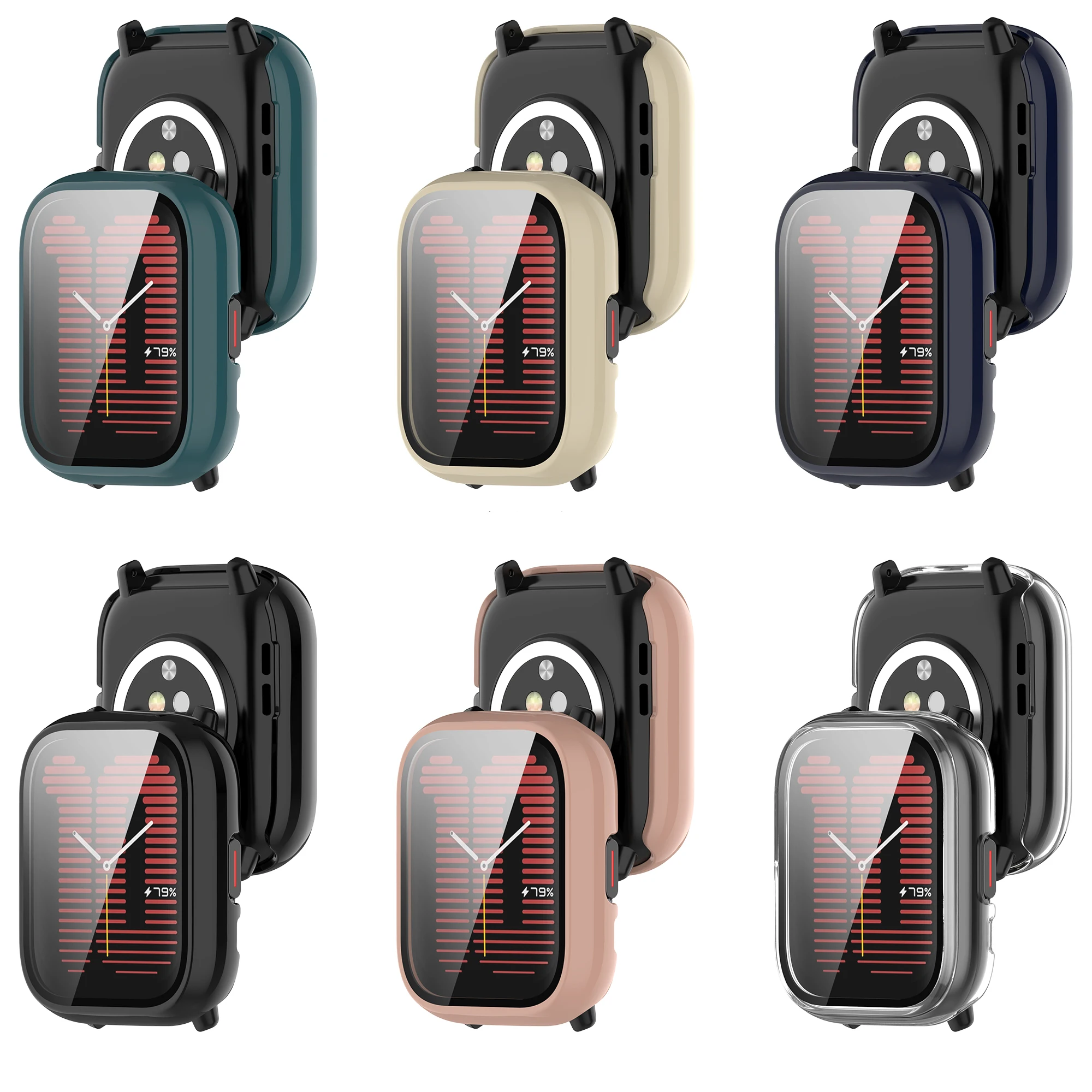 

Hard Edge Shell Glass Screen Protector Film Smartwatch Frame Case For Amazfit Active Smart Watch Protective Cover Accessories