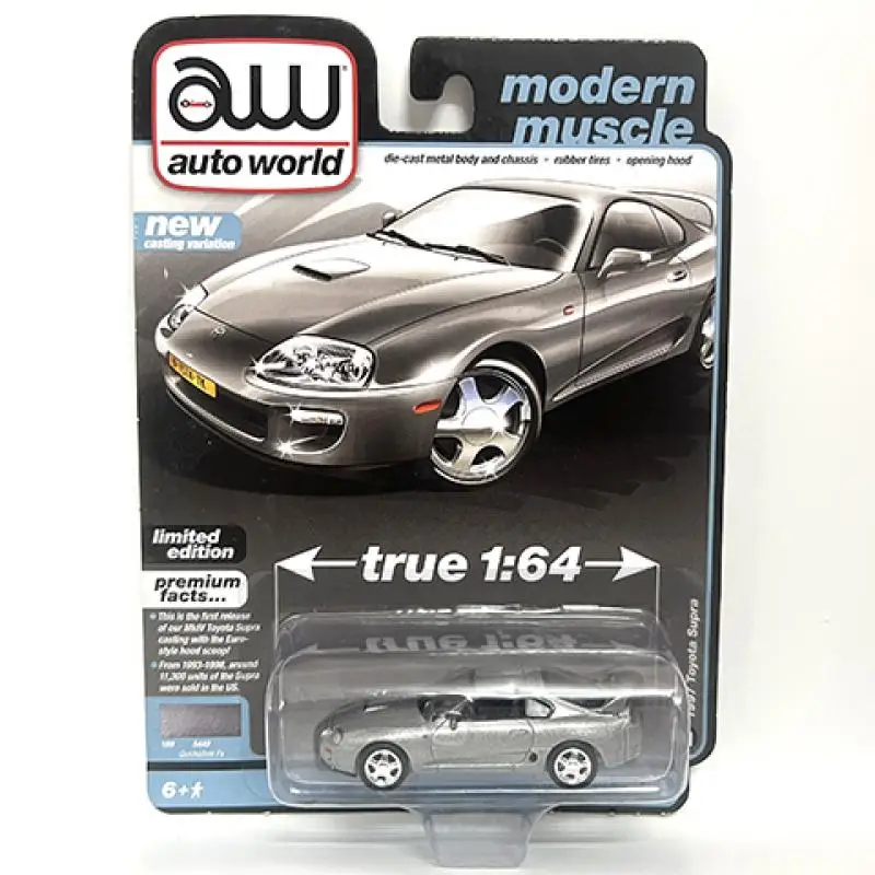 

Auto World 1/64 AW 1997 Supra silver Limited Edition Die-cast alloy car model toy collection Children gift