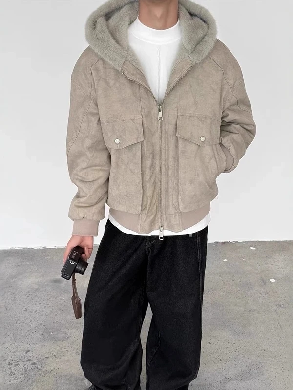 

Мужская хлопковая куртка в американском ретро-стиле с мраморными резьбовыми элементами, зимнее пальто с подкладкой из искусственного меха, молодежное повседневное теплое пальто с длинными рукавами