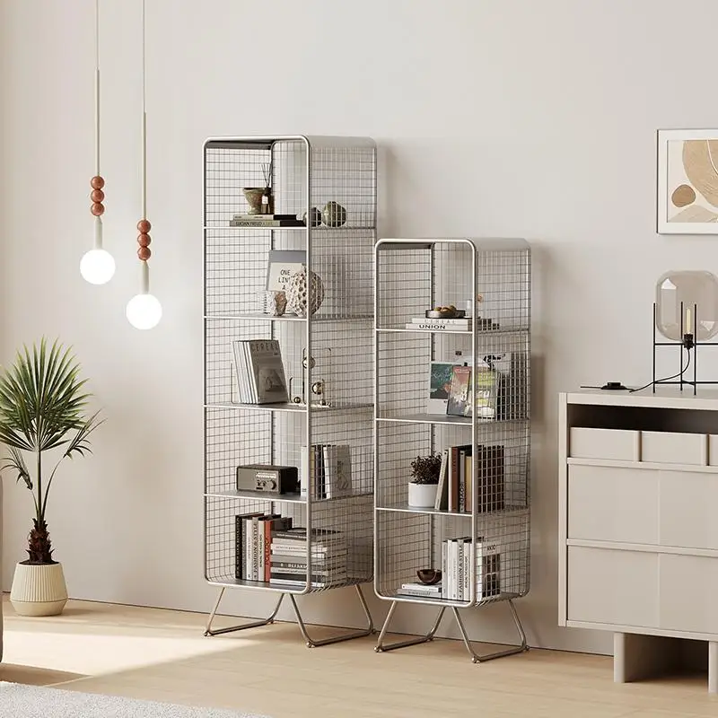 خزانة كتب على الطراز الشمالي رف تخزين معدني متعدد الطبقات لتوفير المساحة لغرفة المعيشة/أطفال منظم كتب رف شاشة قوي للمكتب #4