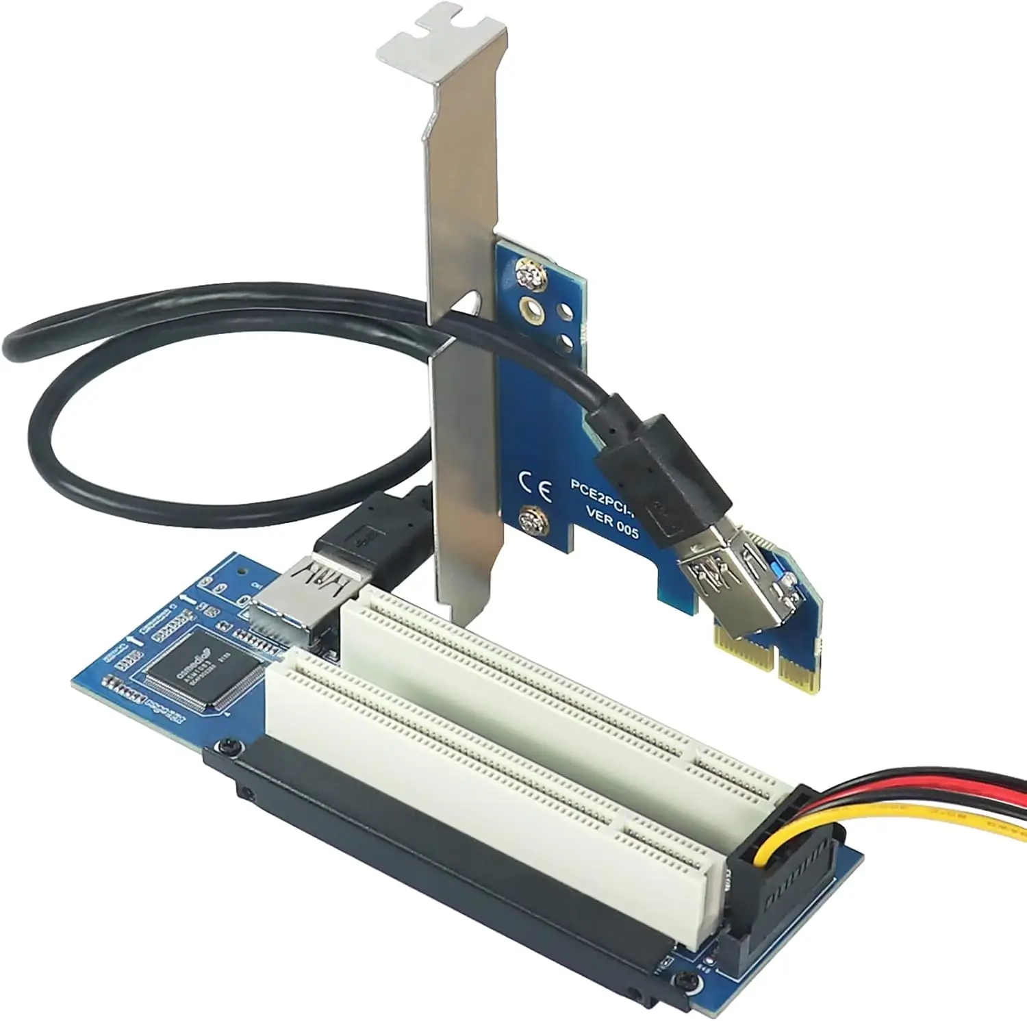 PCIe to PCI Adapter | x1 to Legacy PCI Converter with USB 3.0 Cable | Desktop Audio Interface Expansion