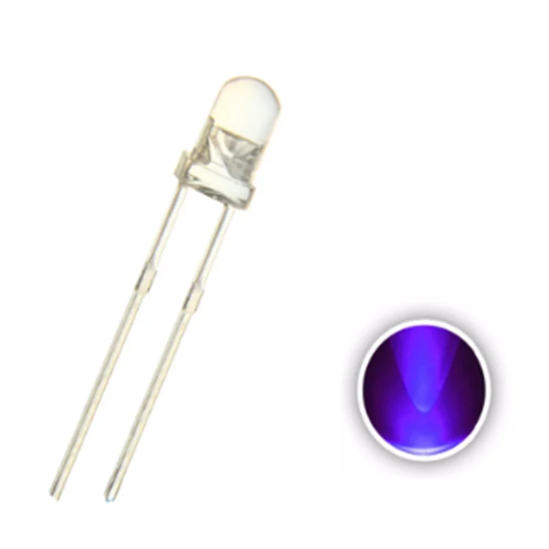 

New 1000pcs 5mm Purple Uv Led Water Clear Ultraviolet 365-370nm 395nmn 400nm Violet Round Head Lamp Light Beads