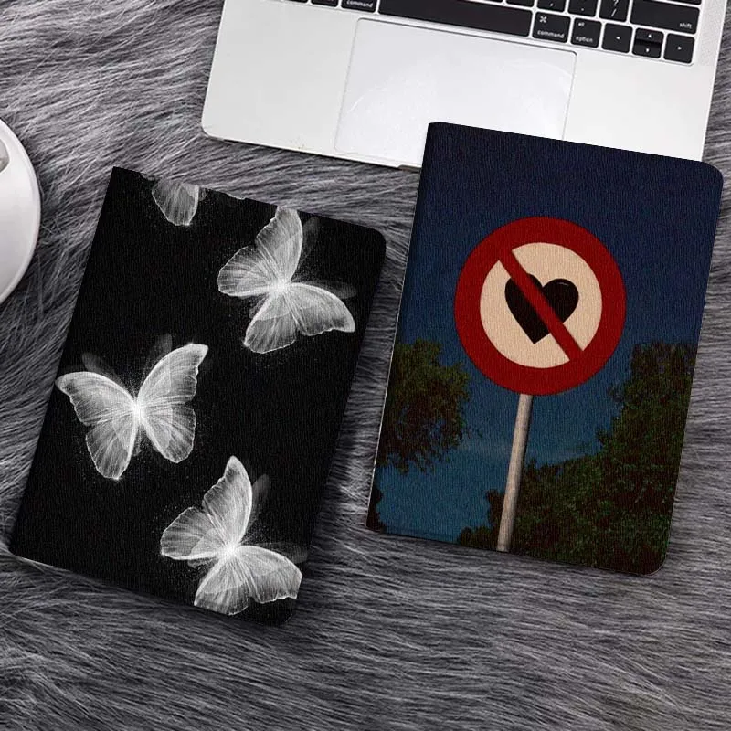 

White Butterfly Pattern Art Gift Tablet Case For Samsung Galaxy Tab S7 S8 S9 S10 FE Lite