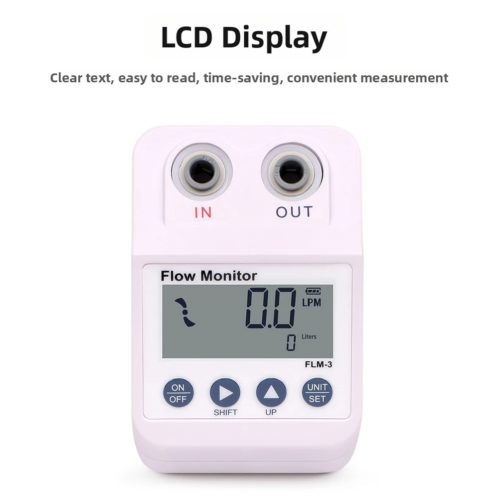 Digital Water Flow Meter FLM-3 LCD Display for RO Filter Monitoring Flow Range 0-99999 Gallon Alarm Function Auto Shut Off