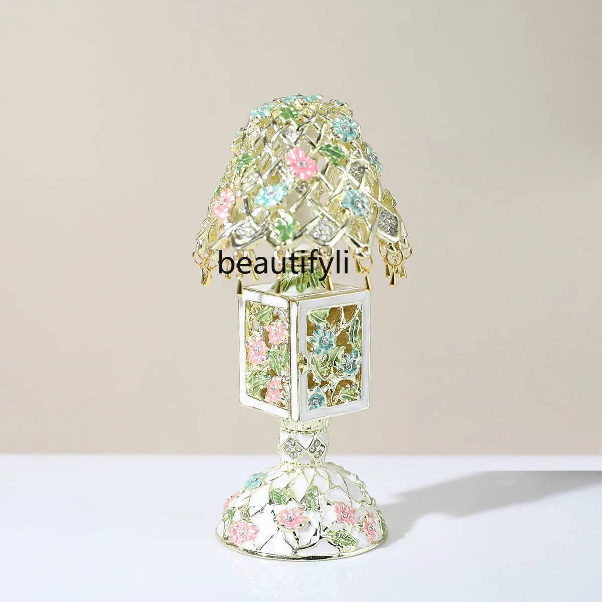 

European alloy retro wind table lamp decorative box jewelry box home decoration