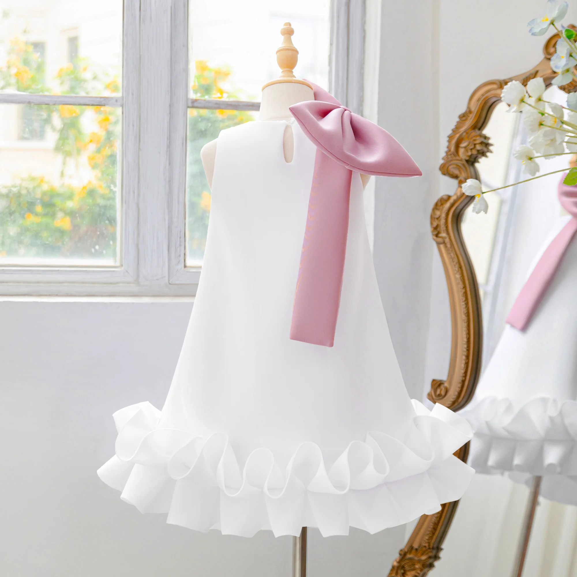 Fashion Baptism Wedding Girls Dress Elegant Birthday Party Princess Prom Dresses for Girl Formal Bow Bridesmaids Evening Costume
