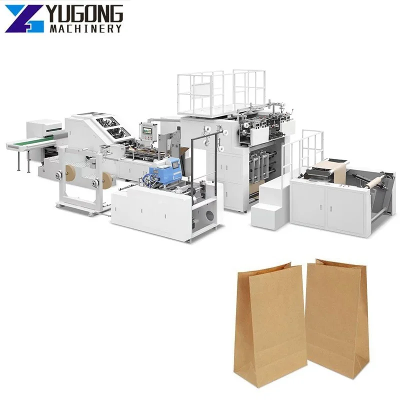 2023 YG Hot Equipment Mini Flat Square Bottom Carry Food Automatic Paper Bag Making Machine Kraft Paper Bag Printing Machinery