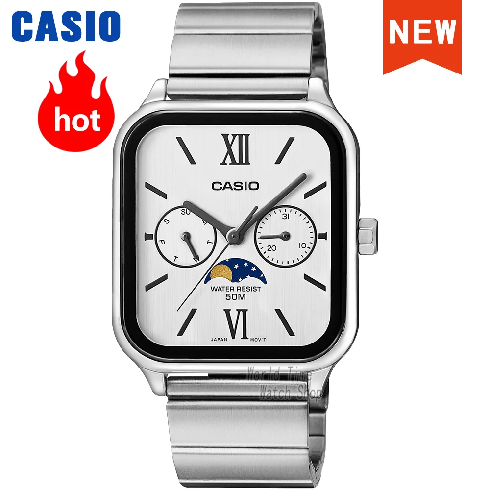 Casio wrist watch for men Fashion top luxury set quartz  Waterproof  Limited edition model new style  Moonphase Square Watchs