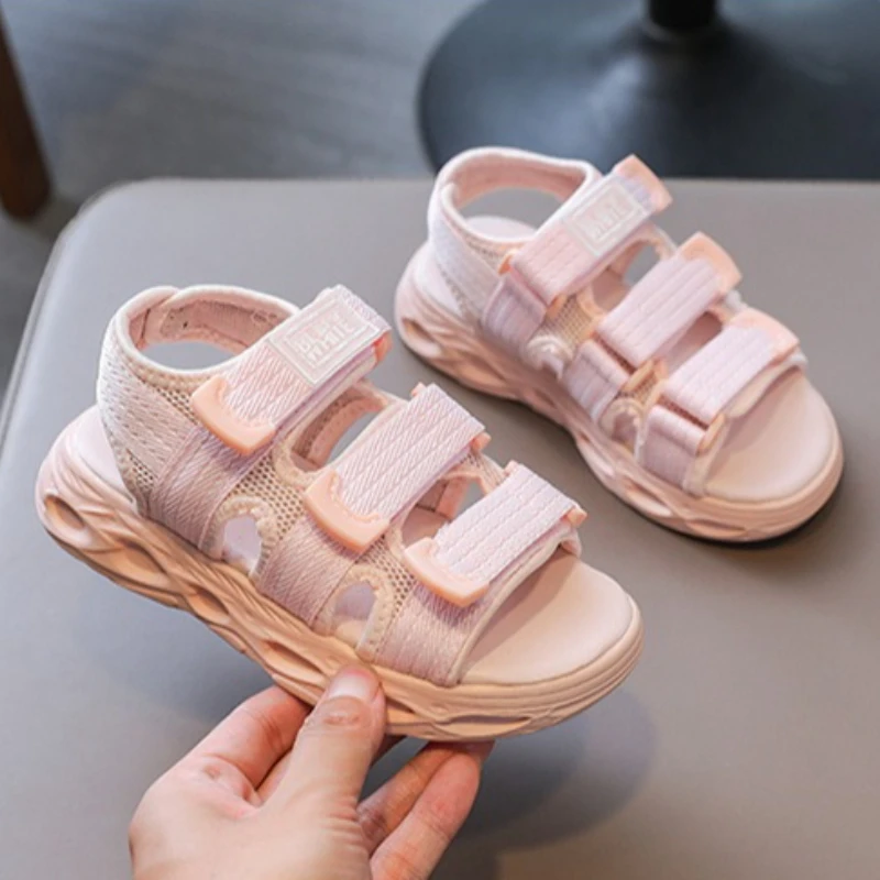 2026 Summer New Girls' Sandals Simple Versatile Kids Plus Size Open Toe Sandals Comfort Non Slip Girls Thick Soled Beach Shoes