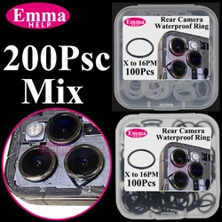 EmmaHelp 200pcs Waterproof Back Camera Lens Circle Rubber Ring for iPhone 11 12 13 14 Pro Max X XS White Seal Hold Repair Parts