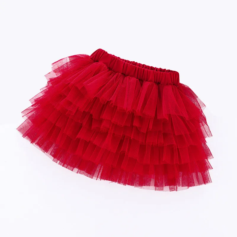 DE PEACH Elegant Girls 6-Layer Tulle Tutu Skirt Baby Kids Princess Birthday Party Skirts Children Dance Skirt Summer 2-16 Years