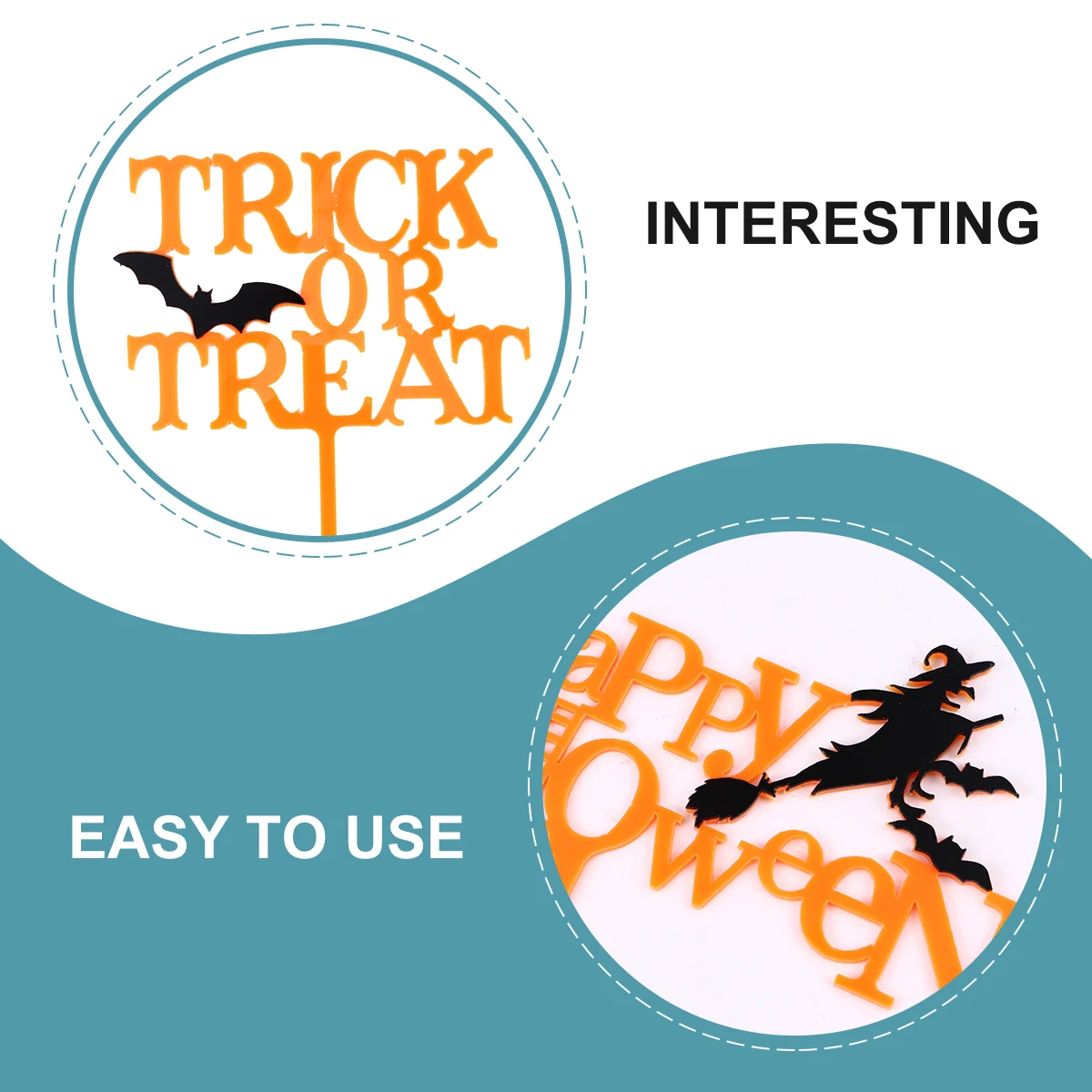 

5Pcs Halloween Cake Inserts Acrylic Cake Ornament Creative Delicate Decor Safe Practical Baking Snacks