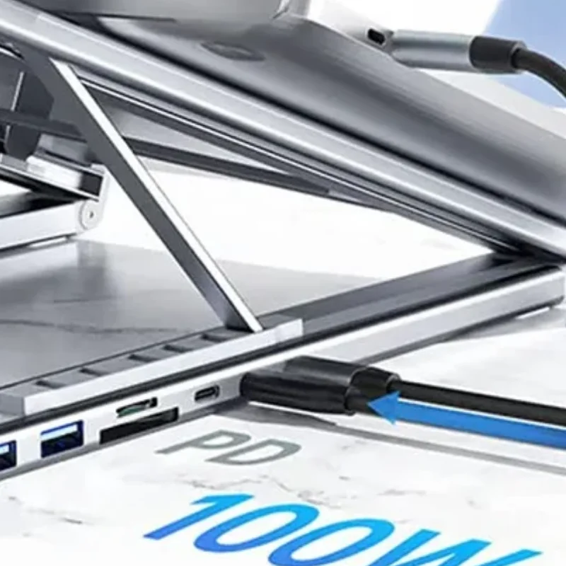 

Подставка для ноутбука 8-в-1 USB-C с док-станцией Универсальная док-станция USB C Подставка для планшета Складной адаптер-концентратор Type-C Plug Play