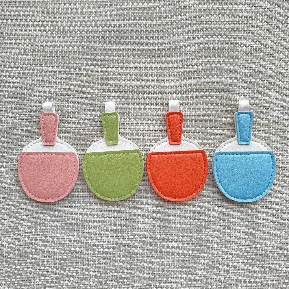 Funny Table Tennis Bats Keychain Creative Cute Ping-pong Racket Pendant Hanging Backpack Decor PU Leather Keyring