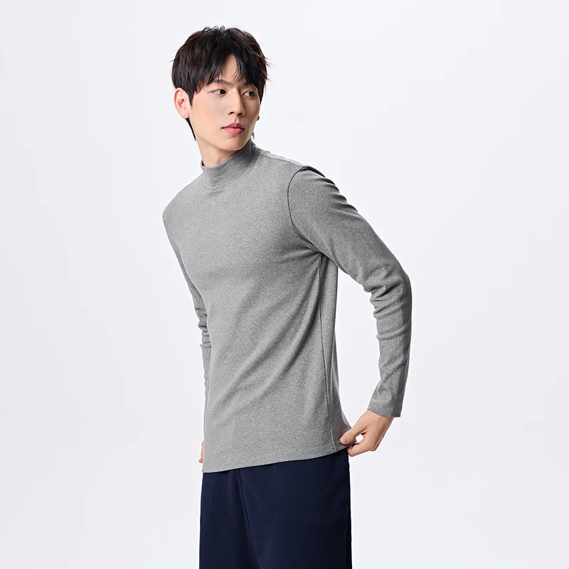 Semir Underwear Men Half-high Collar Slim Comfortable Trendy Micro-brushed Daily Simple Base Layer