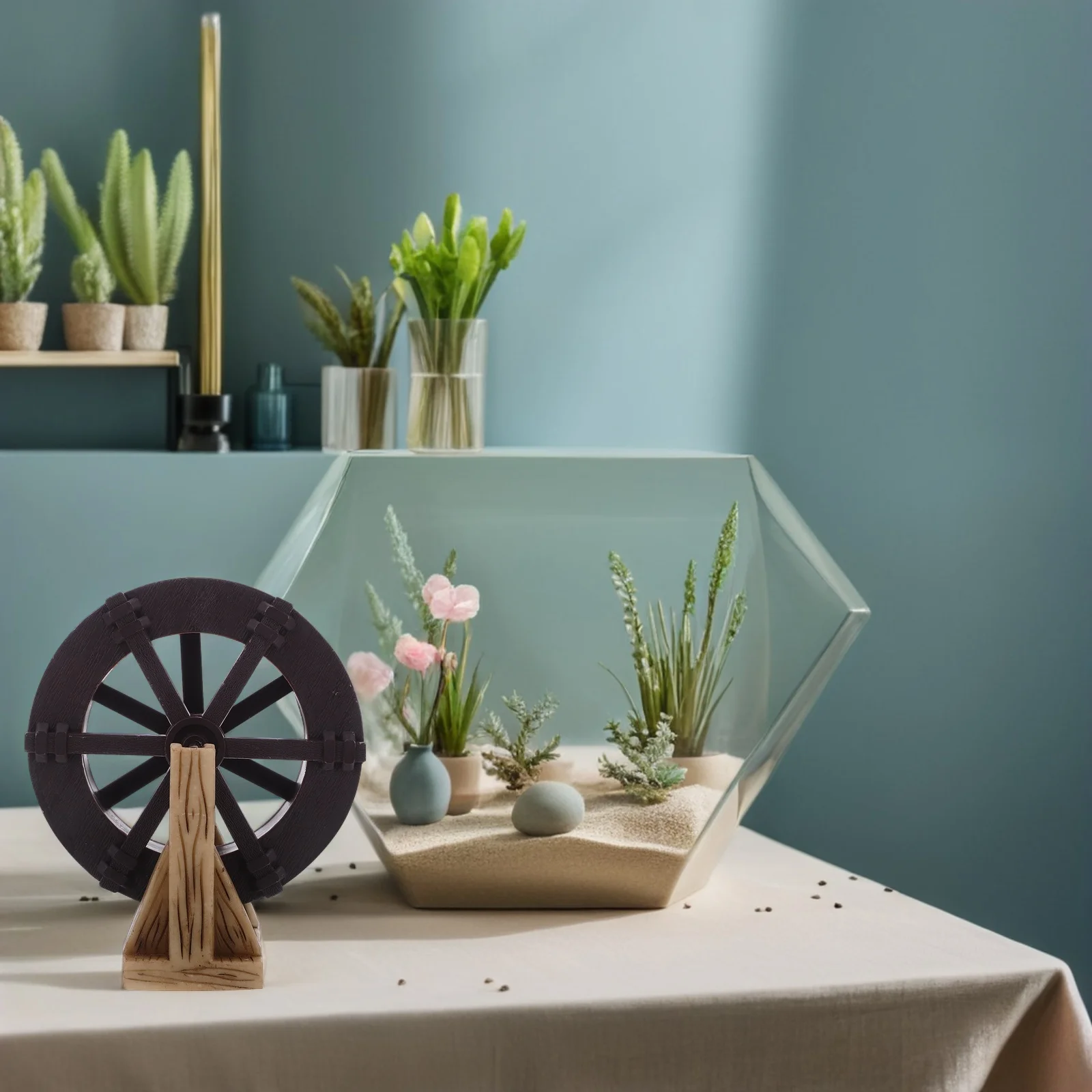 

Compact Rotating Feng Shui Water Wheel Desktop Fountain Ornament Fish Tank Mini Waterfall Micro Landscape Home Decor