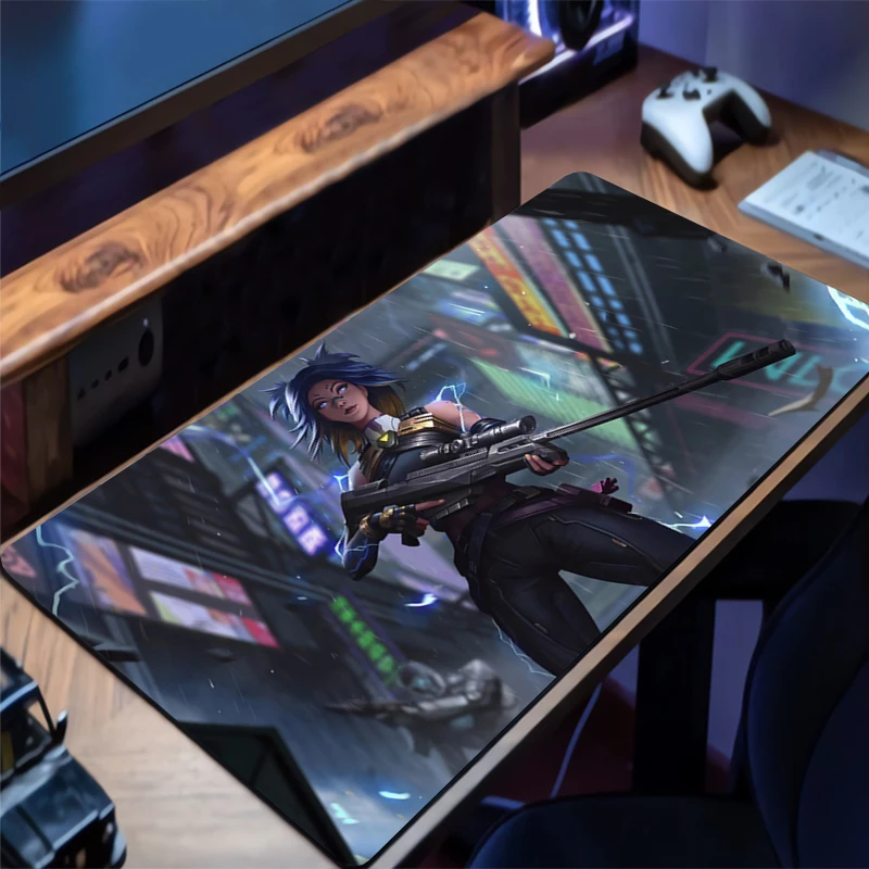 Mousepad V-valorant Neon Office Computer Desk Mat Keyboard Mouse Pad Laptop Cushion Large Non-slip Deskpad PC HD Anime Mousepad