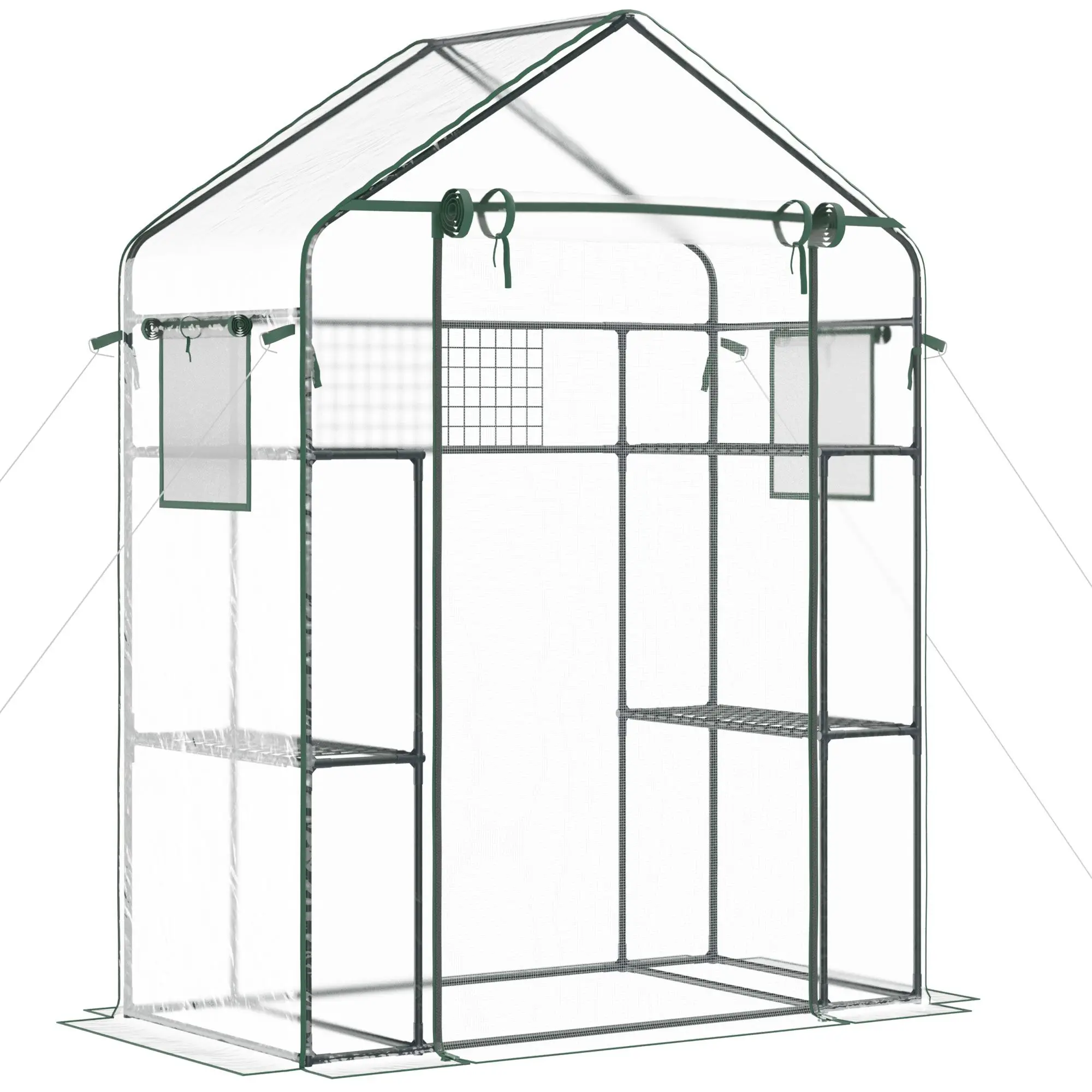 

Outsunny Petite Walk-in Growhouse с вентилируемыми запросами, бирками для растений и многоуровневыми стойками