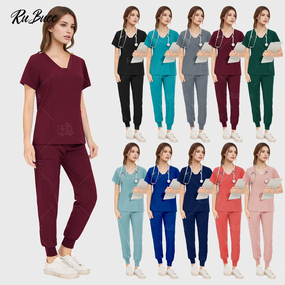 Unisex Medical Uniforms Women Nursing Clothes Beauty Salon Costume Nurse Scrubs Sets Doctor Dentist Workwear Clinical Tops Pants