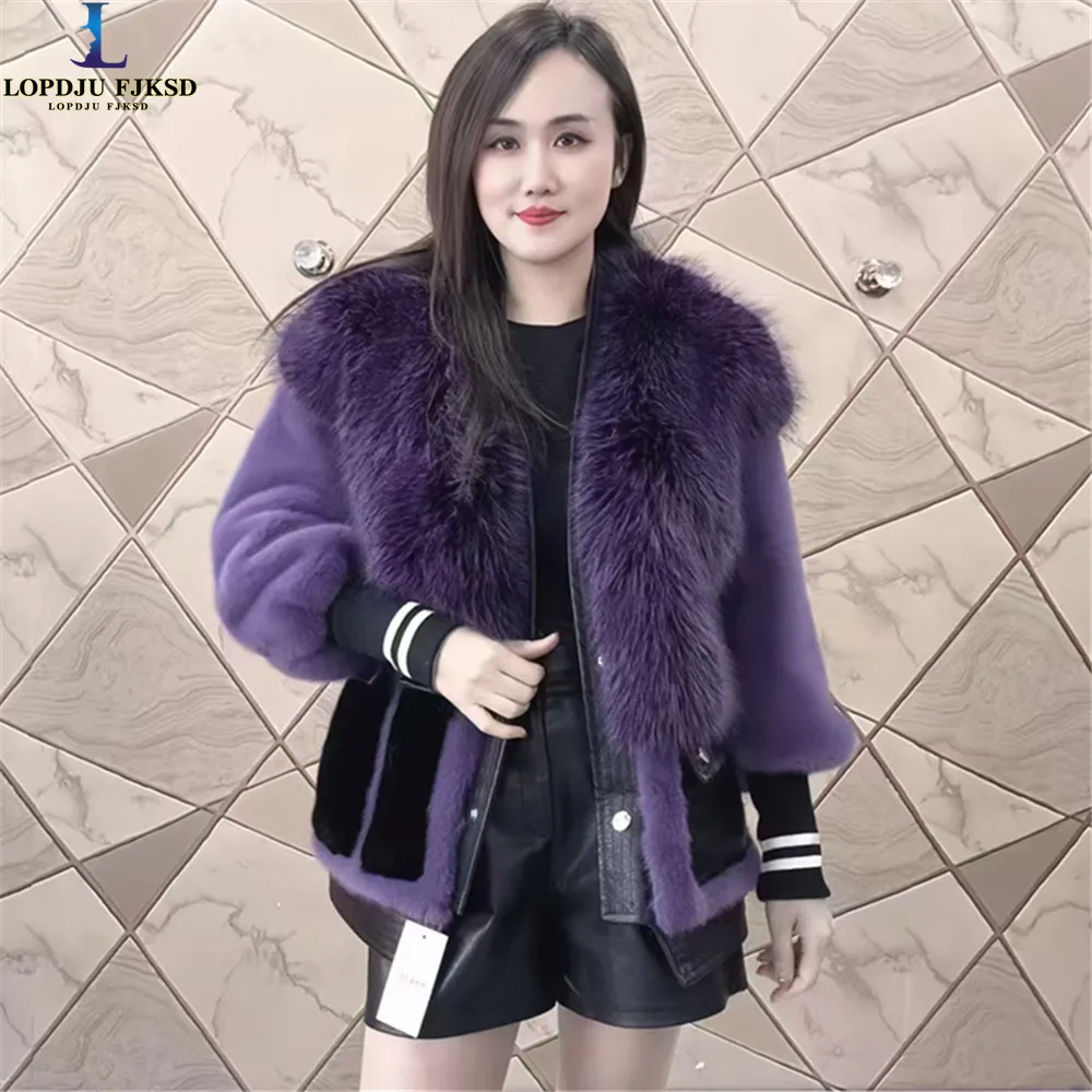 

Faux Fur Coats for Women,Single Breasted Jackets,Fox Fur Collar Overcoat,Female Clothes,Korean,Thicken Warm,New ,Winter,2024