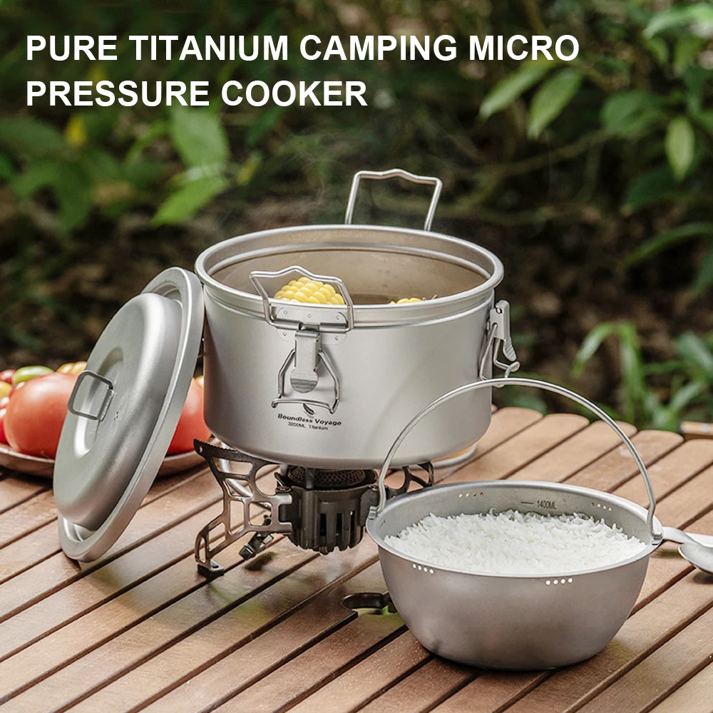 

Pure Titanium Micro Pressure Pot, Large Capacity Outdoor Camping And Travel Cooking Pot For 4-6 People, Soup Pot, Cookware,A1555