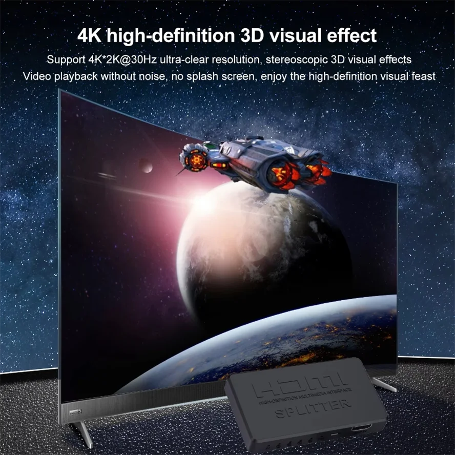 4K 2K HDMI-compatible Splitter 1 in 4 out 4x1 HDTV Switch HDMI-compatible Adapter HD Video Switcher for Xbox PS4 DVD PC Laptop image 6