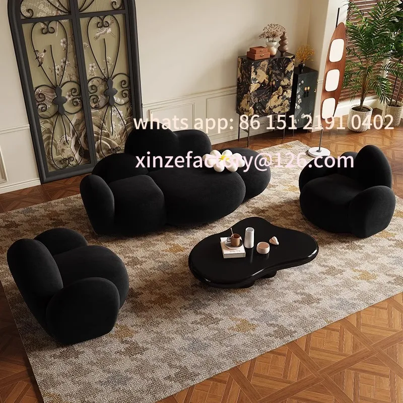 Customizable Cream Wind Fabric Sofa Household Small Unit Cloud Sofa Living Room Office Special Shaped Lazy Small Sofa