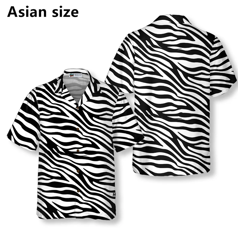Hawaiian Shirt Beach Zebra Print Blouses Floral Pattern Summer Casual Shirts Male Short Sleeve Harajuku Clothing Dropshipping