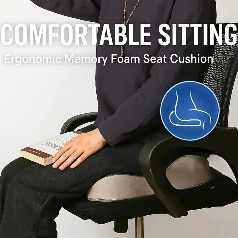 قطعة واحدة من وسادة مقعد إسفنج الذاكرة - دعم مريح ثلاثي الأبعاد |   أخضر فاتح ورمادي، بوليستر قابل للغسل، أساسيات السيارة/المكتب