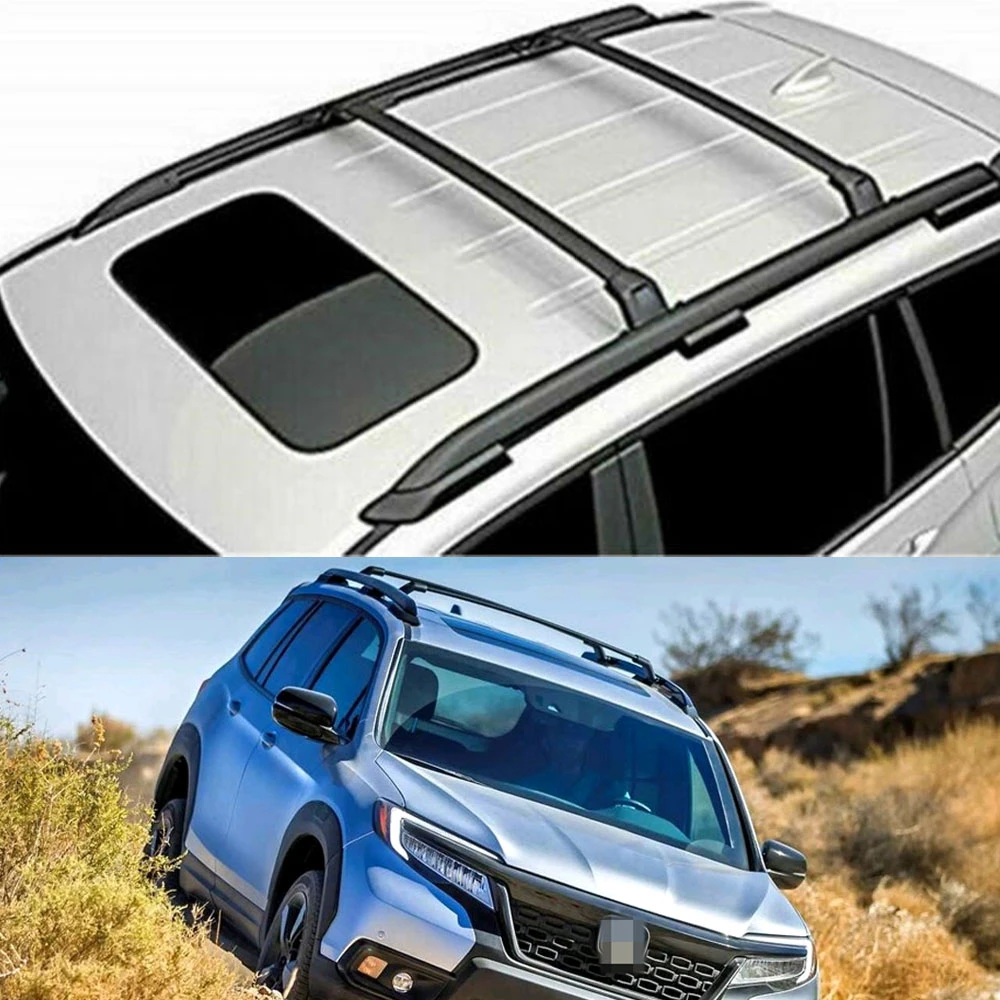 4Pcs Roof Rail Side Rail Roof Rack Lockable Cross Bars Crossbar Aluminum Fit for Honda Passport 2019-2022