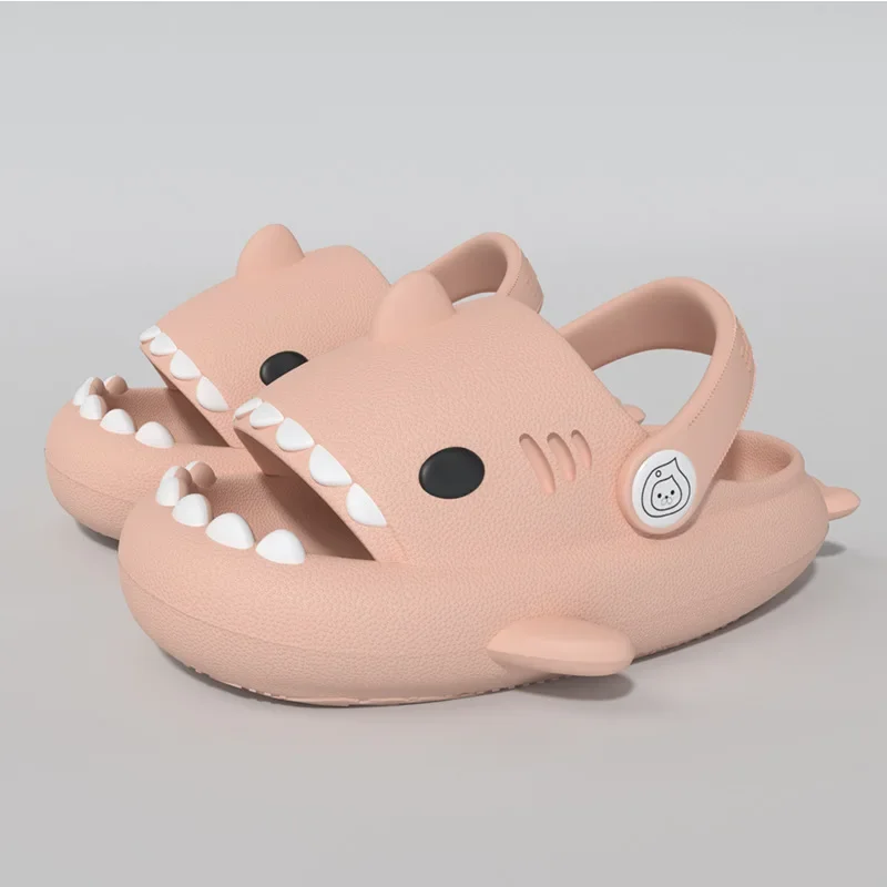 Three-dimensional Children\'s Shark Hole Shoes Summer Home Baby Non Slip Platform Sandals Cute Cartoon Soft Sole Kids Slippe