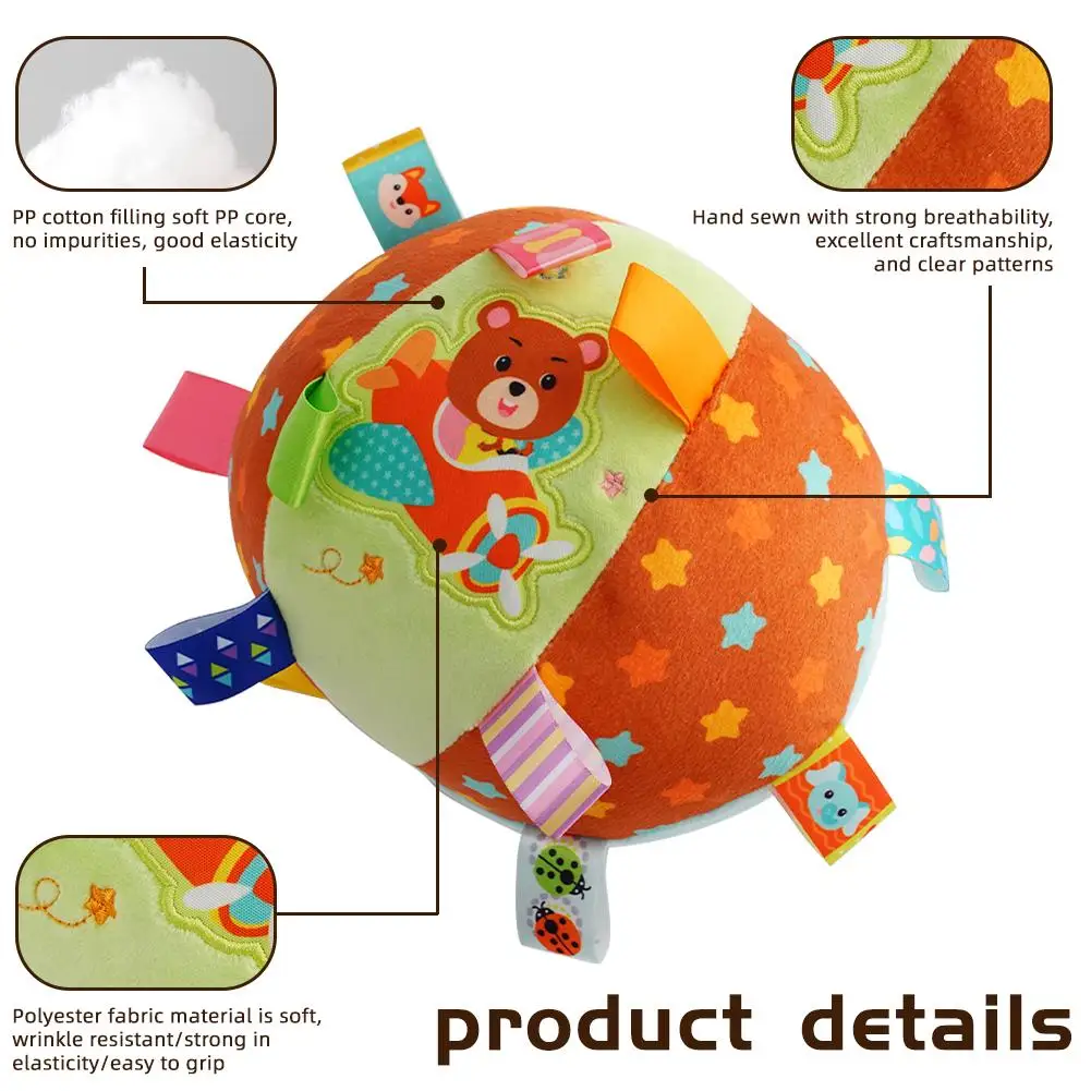 Bola de chocalho de pelúcia para exercício Baby Grip, calmante mão Puzzle Ball brinquedos, Grasping Categoria, G8n5