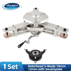 1 Set Rotorhead a 3 pale da 10 mm 12 mm con piatto oscillante per elicottero RC AS350 700 o 800
