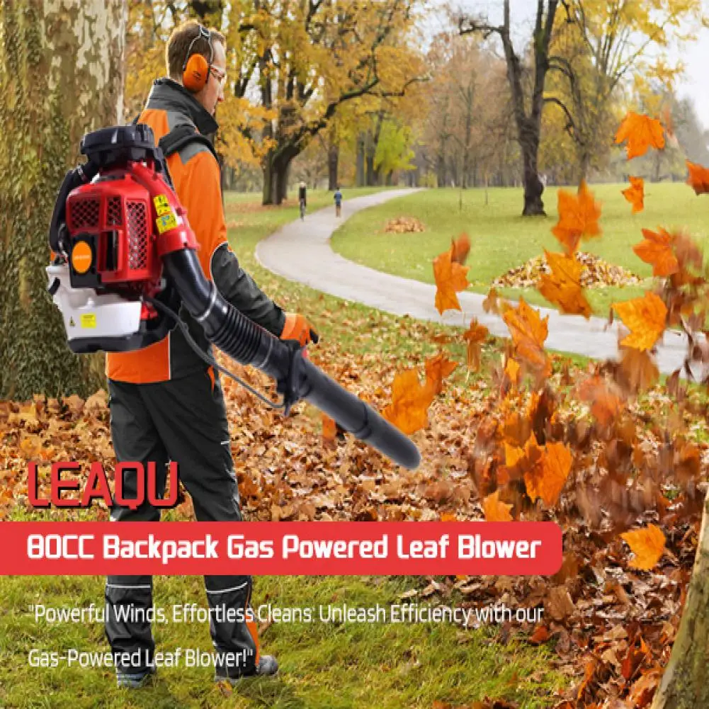 2-Stroke Engine 900CFM Air Volume 2.3L Tank Leaf Blower 80CC Gas Powered Backpack Snow Blower Forestry Equipment