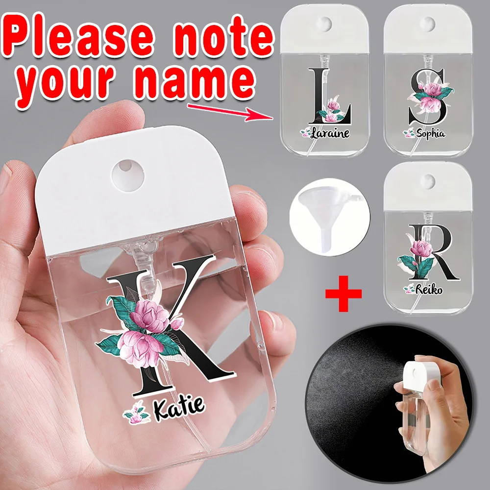 Customized Name 50ml Refillable Perfume Atomizer Card Mist Bottle Leakproof Portable Spray Cosmetic Hand Sanitizer Dispenser DIY