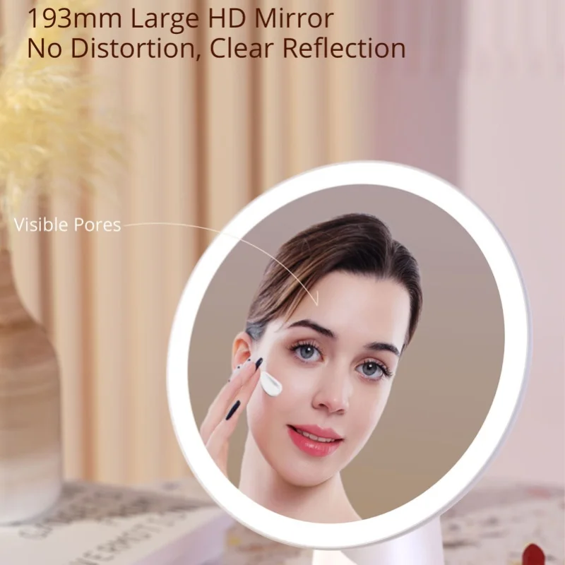 

Светодиодное зеркало для макияжа 7,6 дюйма, 30 светодиодов, 3 передачи с регулируемой яркостью, вращающееся на 90 градусов, USB перезаряжаемое зеркало для макияжа с подсветкой