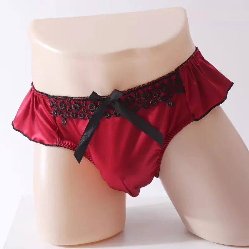 

Sexy Lace Mens Briefs Bow Convex Pouch Underpants Slip Hombre Soft Swimwear Man Pouch Underwear Breathable Youth Exotic Panties
