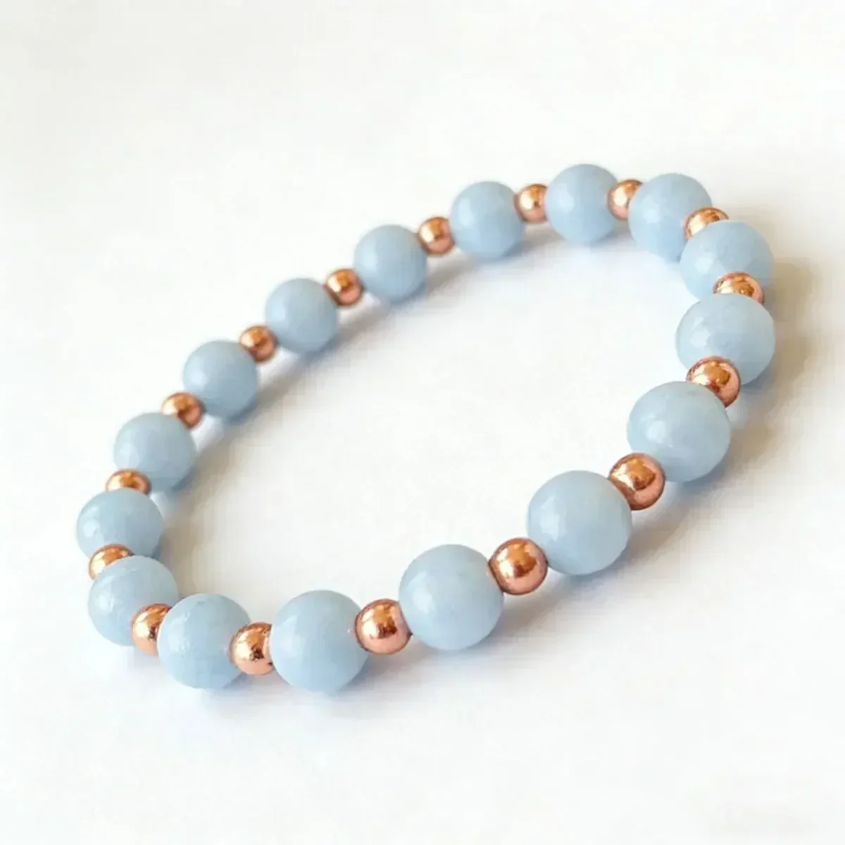 1pc Natural angel stone bead elastic bracelet, helps maintain emotional balance, unisex minimalist wrist jewelry gift