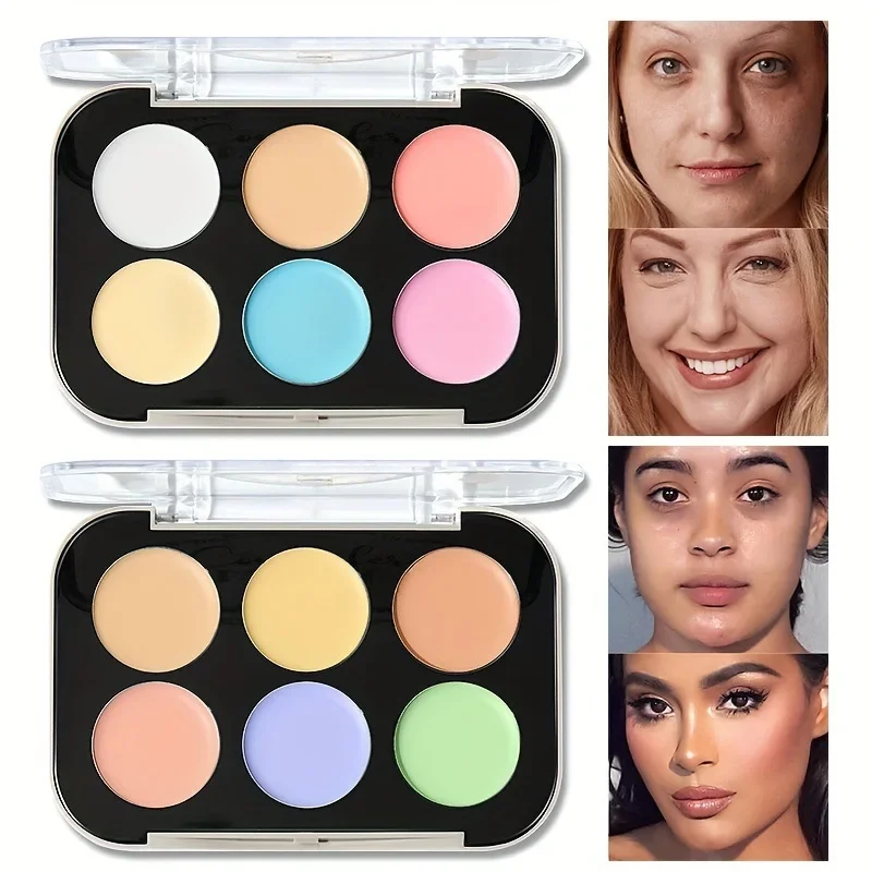 6 Colors Concealer Palette Long Lasting Cover Dark Circles Acne Pores Cream Shading Highlighter Moisturize Face Cometics