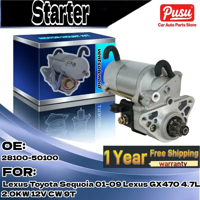 

For Lexus GX470, For Toyota Sequoia 01-09 | Starter Motor 4.7L 2.0KW 12V CW 9T Part 28100-50100