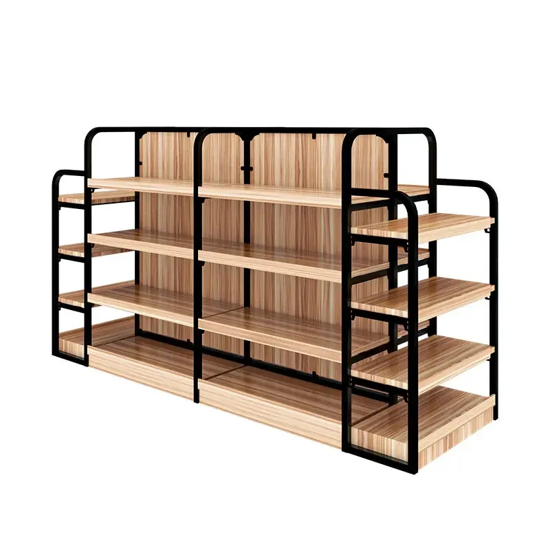 custom.Metallic Double-Sided Supermarket Shelves Display Rack Grocery Stores-Light Duty