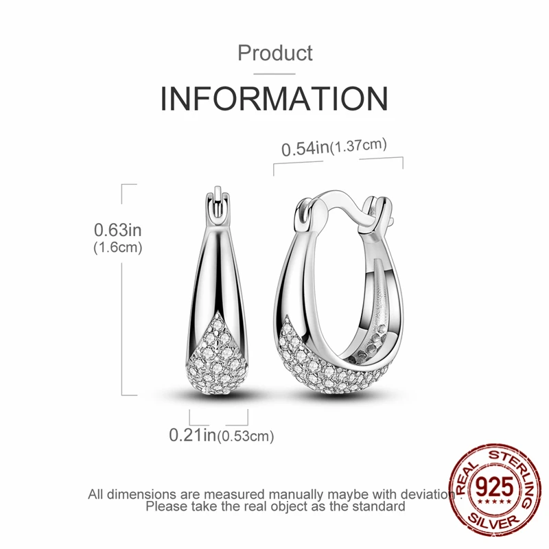 Hot Sale 925 Sterling Silver Hoop Starlight Shining Round Teardrop Shape Earrings for Women Pretty Wedding Holiday Jewelry Gifts