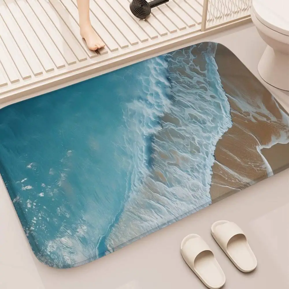 

Floor Mat Printed Large Carpets Room And Bedroom Carpets Bathroom Anti Slip Beach WavesDoor MATS Small Carpets