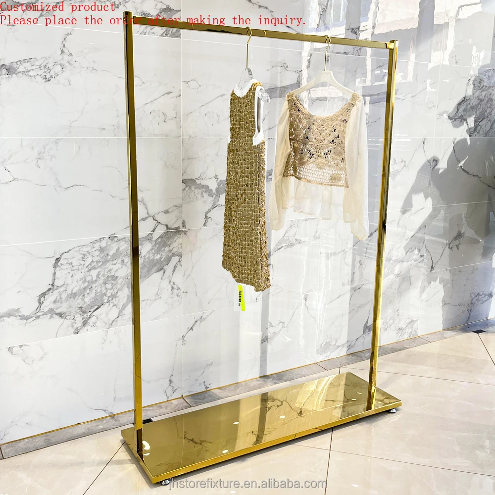 

Luxury Metal Black Clothes Display Racks Shelf Forma Woman Clothes Display Stand for Clothing Shop