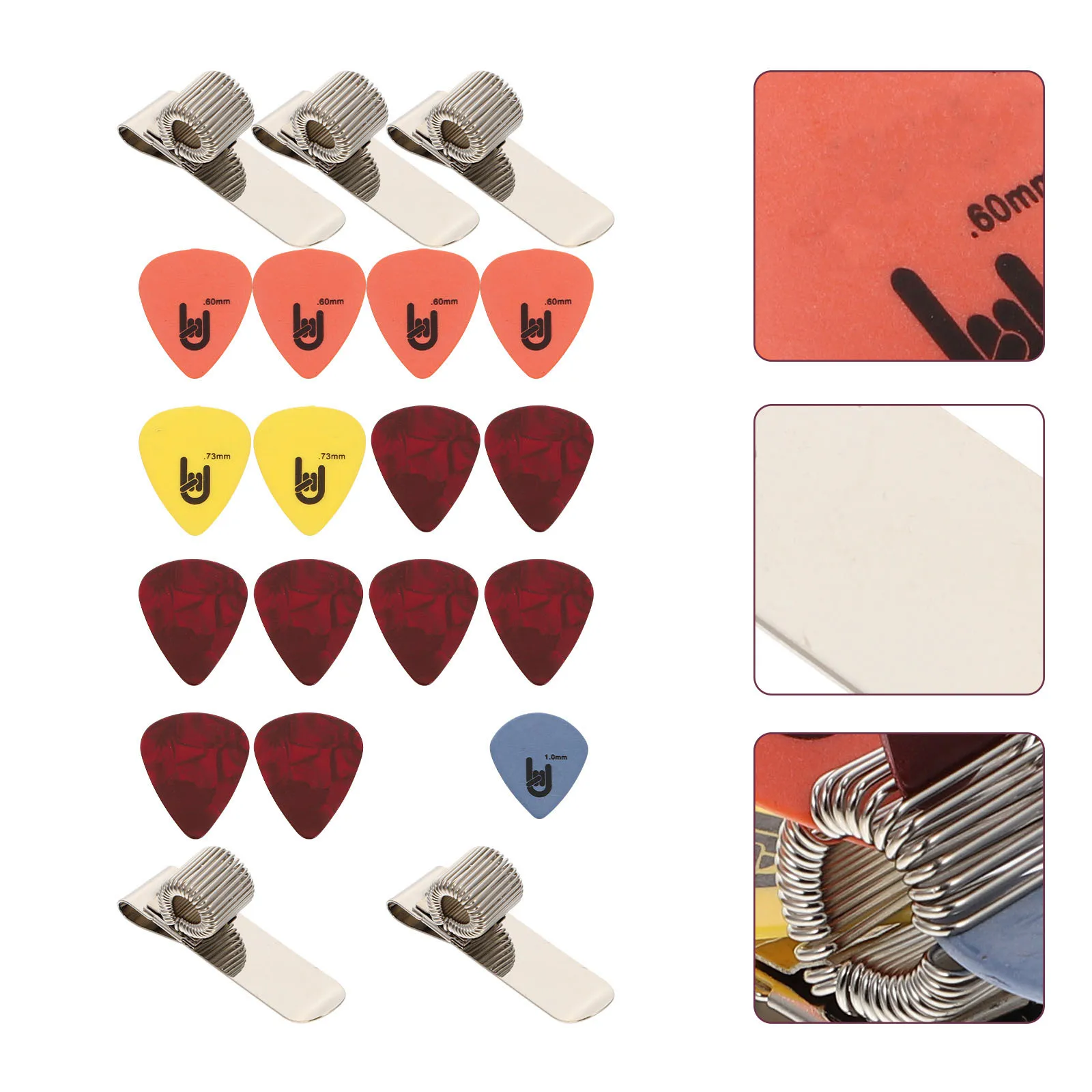 

5Set Guitar Picks Clamps Kit Metal Spring Durable Lightweight Random Pattern Guitar Supplies Musical Instrument Supplies