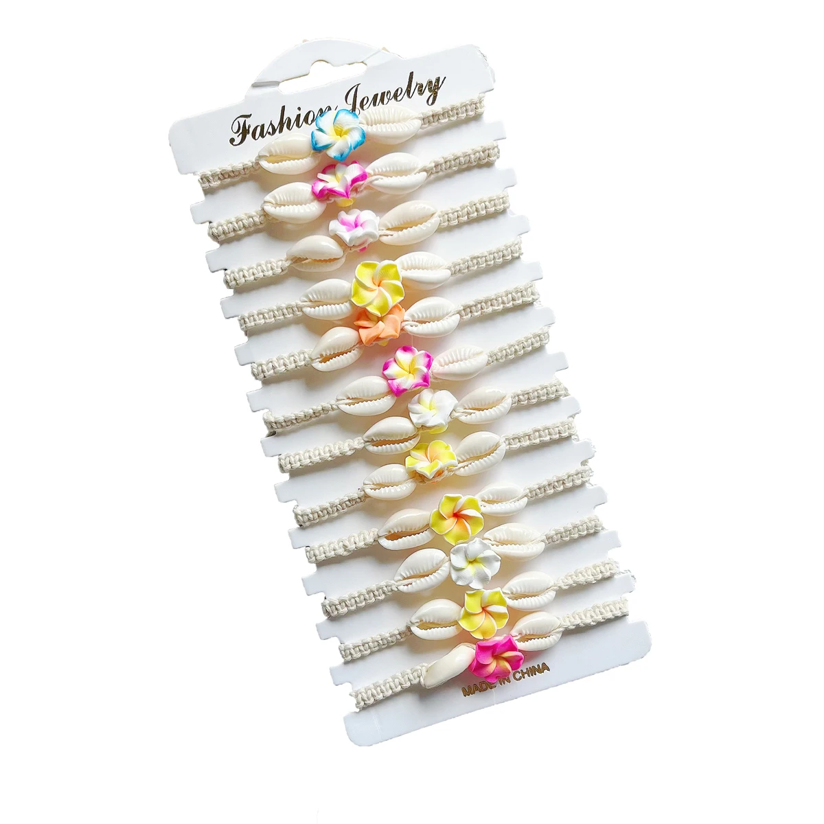 مجموعة مكونة من 12 قطعة من سوار على شكل زهرة الطين الناعمة الملونة لركوب الأمواج على الشاطئ، سوار منسوج قابل للتعديل للرجال والنساء