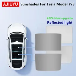 2024 New Sunshade For Tesla Model Y / 3 Sunroof Highland 2019-2023 Car Ice Cloth Buckle Pare Glass Front Rear Skylight Accessory