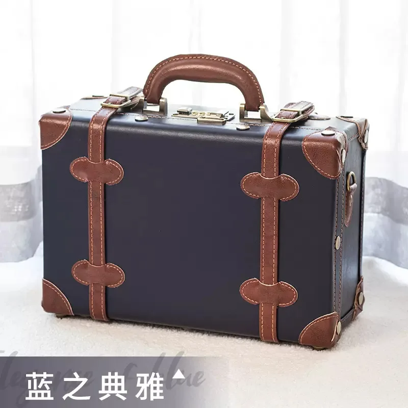 Retro Suitcase Desktop Sundries Document Storage Box Jewelry Treasure Box Wooden Box Photography Decoration Box Storage Box