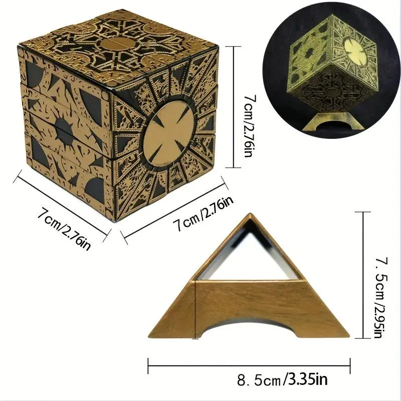 Rubik's Cube Removable Rotating Decoration Black Golden Carved Design Durable PVC Work Decor Birthday Gift for Young Adults