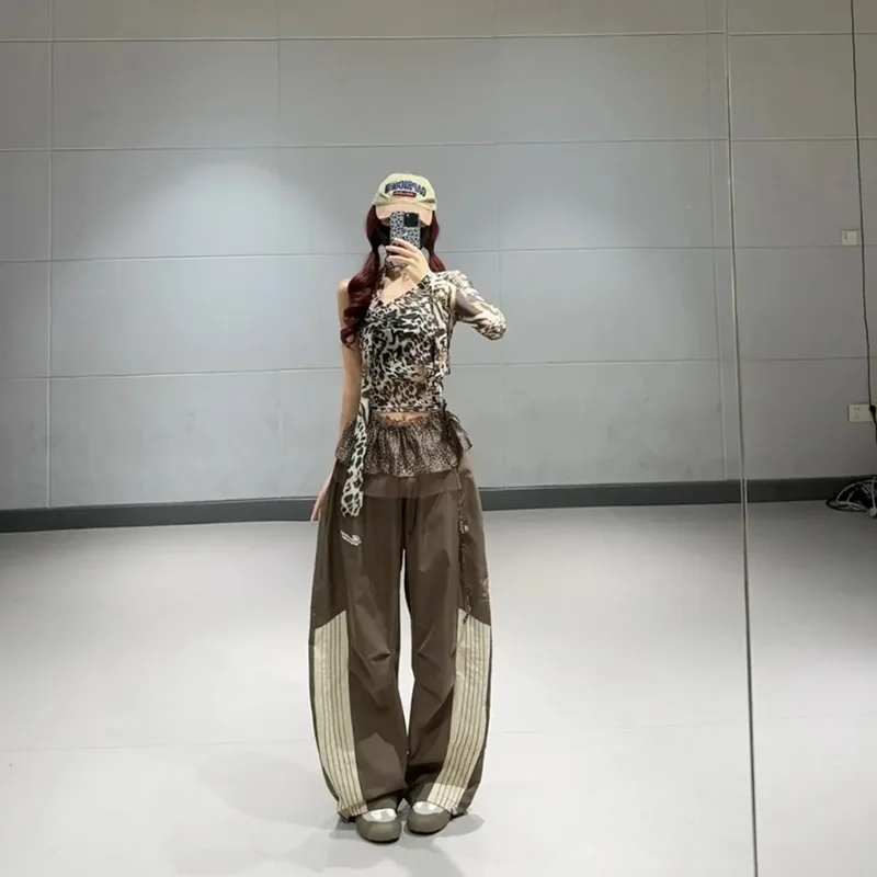 Leopard Print Hip Scarf Skirt Fashion Hip-Hop Sweet Shirt Extender Ruffled Edge Waistband Mesh Layer Outfit Belt for Streetwear